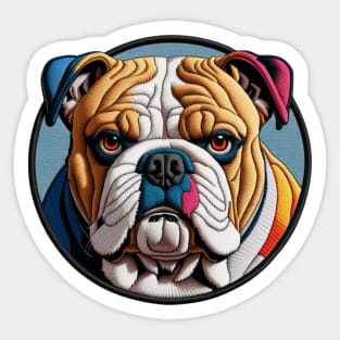 Colorblock Bulldog Embroidered Patch Sticker